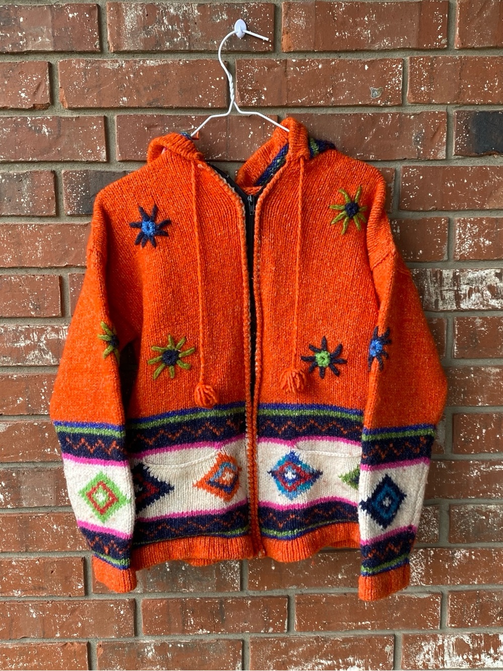 Women’s Vintage Ecuadorian Hand Knit Wool Jacket - Picture 1 of 6